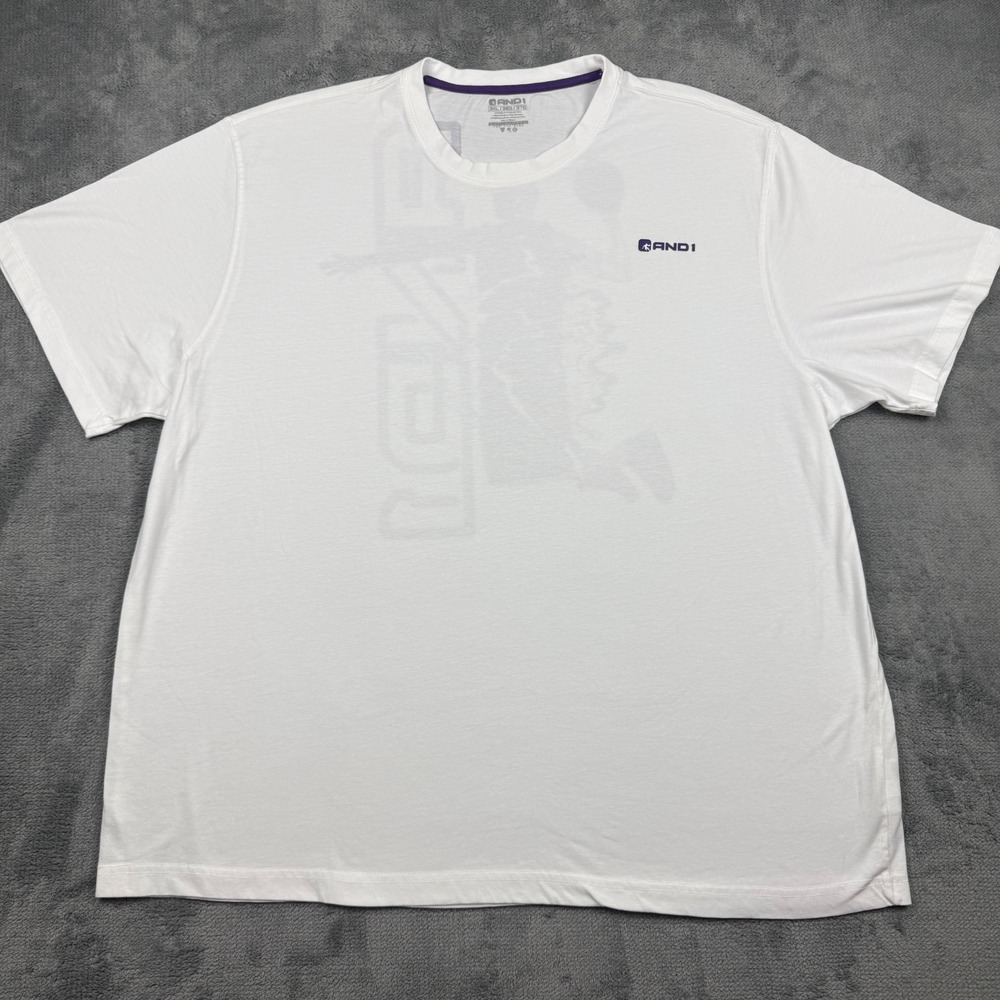 AND1 Mens Basketball Graphic T-Shirt White Purple 3XL